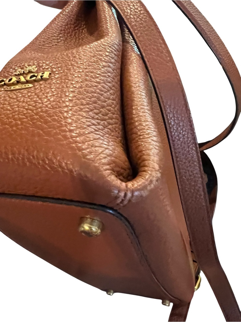 Coach Pebbled Leather Shoulder Bag in Brown with Gold Hardware - Picture 6 of 12